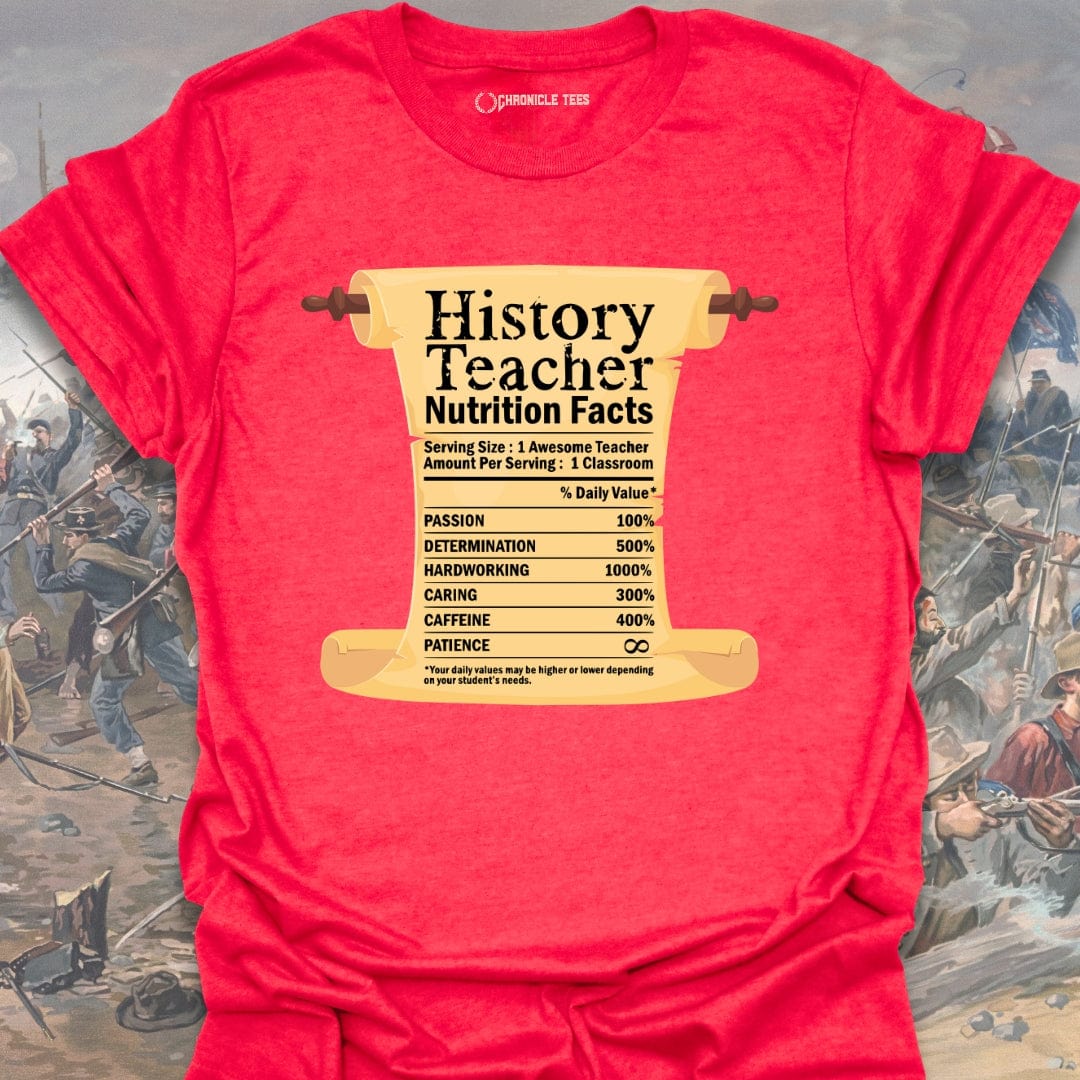 History Teacher Nutrition Facts T-shirt