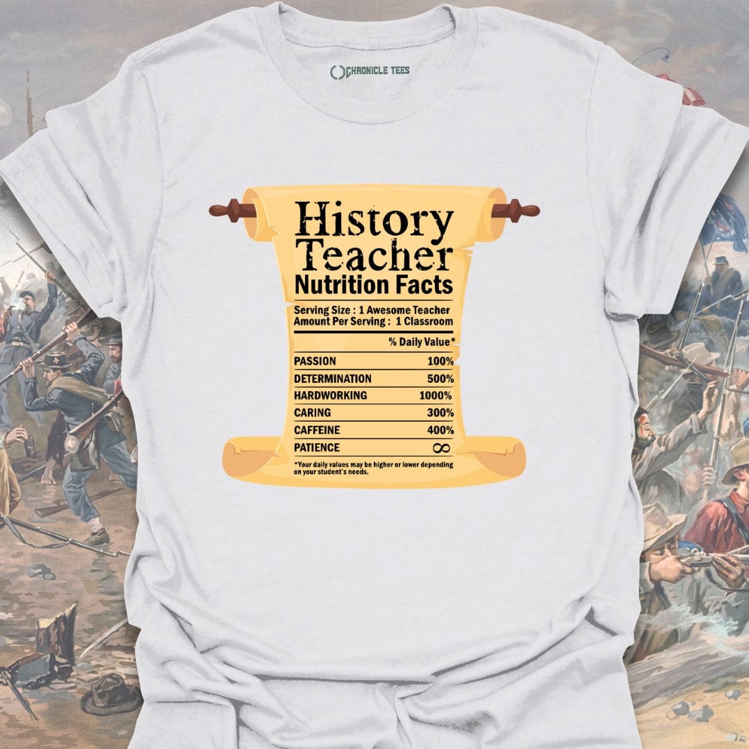 History Teacher Nutrition Facts T-shirt