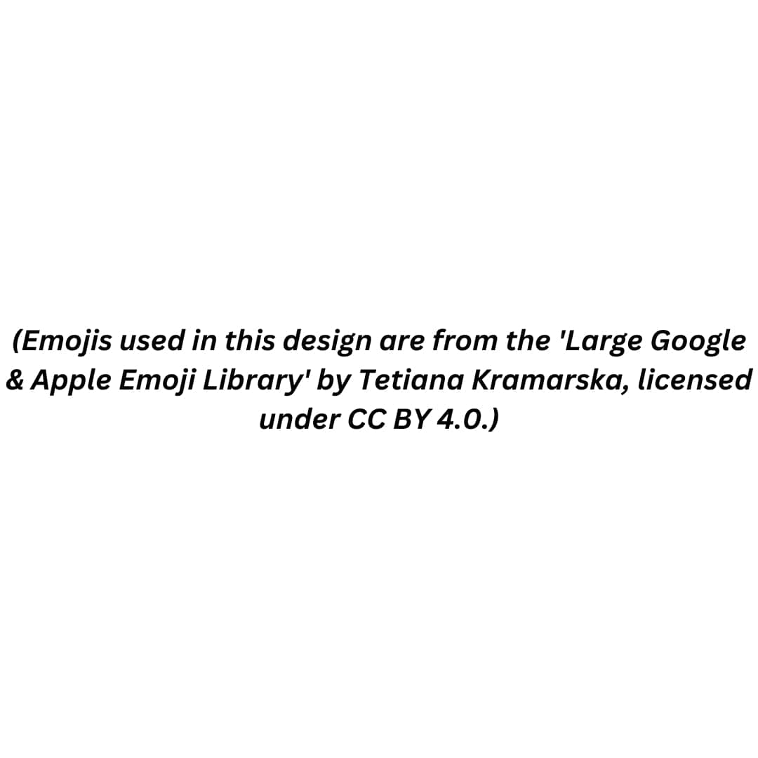 "Attribution: Emojis used in this design are from the 'Large Google & Apple Emoji Library' by Tetiana Kramarska, licensed under CC BY 4.0."