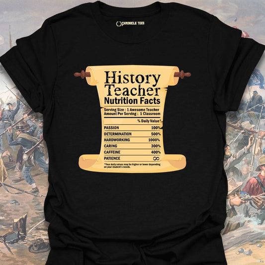 History Teacher Nutrition Facts T-shirt