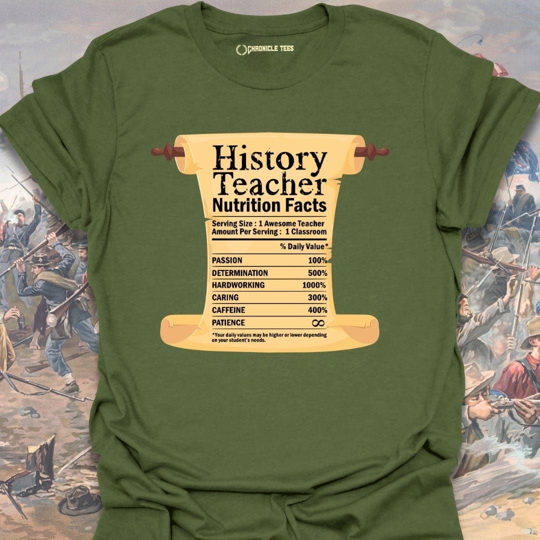 History Teacher Nutrition Facts T-shirt