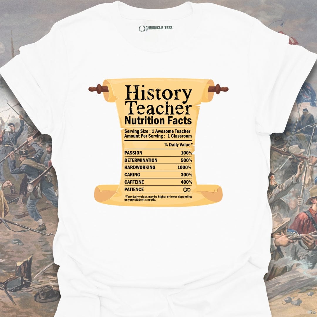 History Teacher Nutrition Facts T-shirt